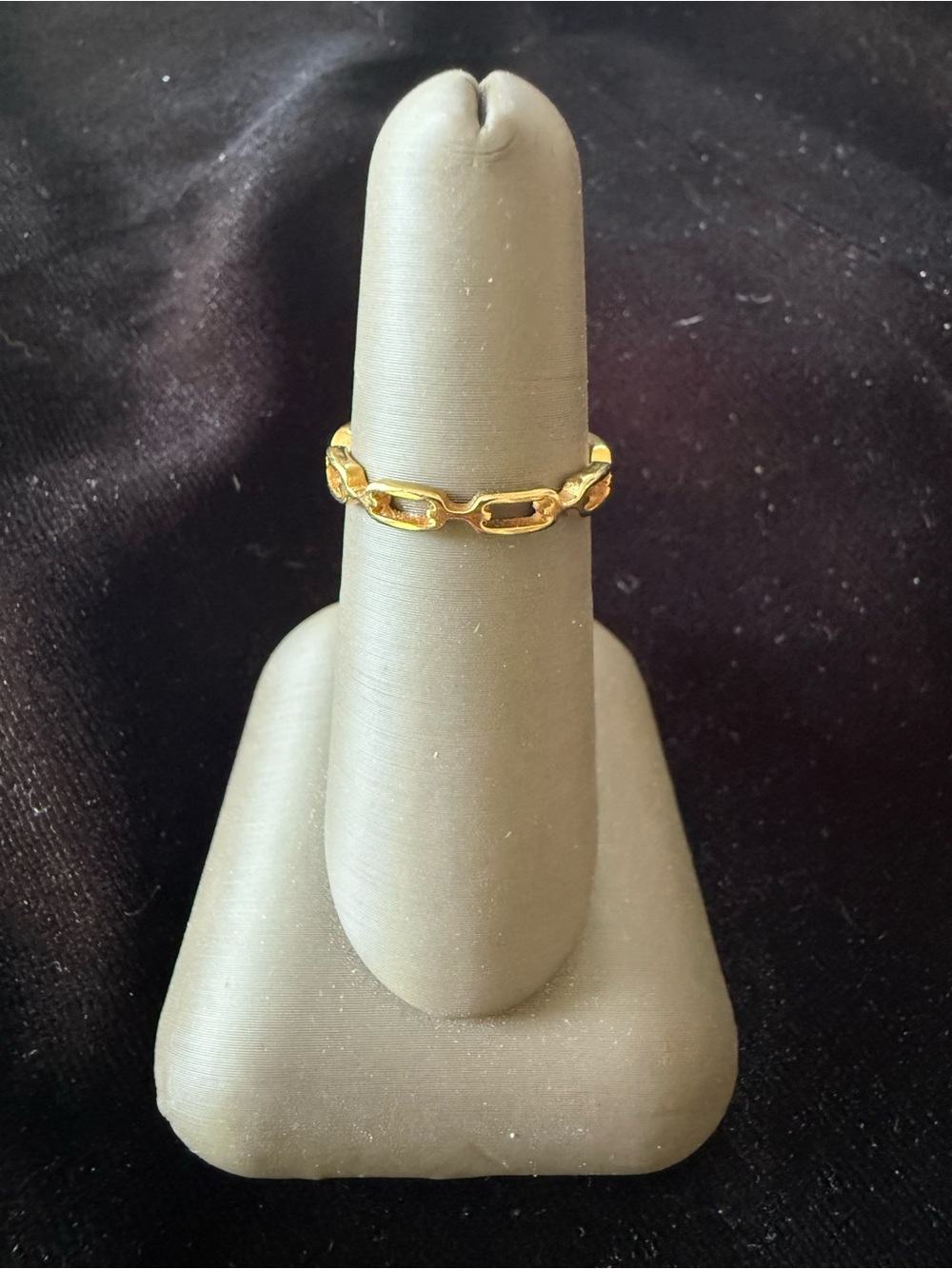 Gold Link Pattern Women's Stackable Ring - Picture 4 of 5
